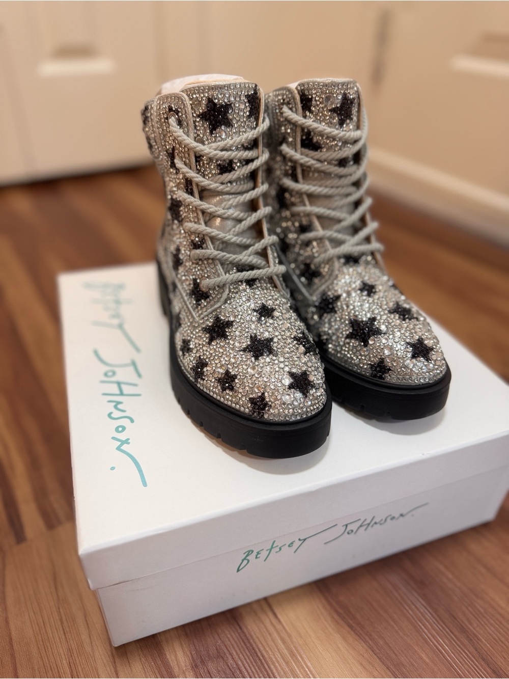 Betsey Johnson Hudson Star Lace-Up Boots